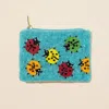 Fashnzfab Ladybug Pattern Seed Beaded Mini Pouch Bag In Blue