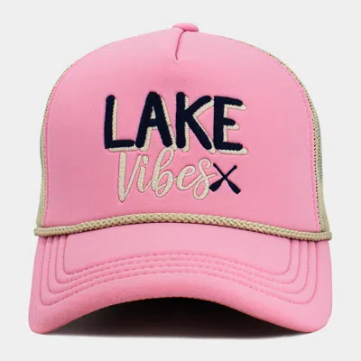 Fashnzfab Lake Vibes Message Embroidered Mesh Back Trucker Hat In Beige