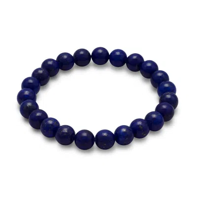 Fashnzfab Lapis Bead Stretch Bracelet In Gray