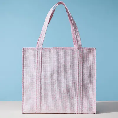 Fashnzfab Large Handmade Seashell Pattern Quilted Carryall Tote Bag In Pink