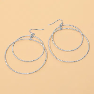Fashnzfab Large Layered Double Wire Hoop Drop Earrings In Multi