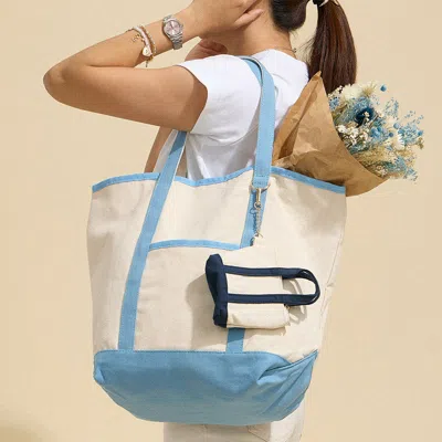 Fashnzfab Large Multi Classic Canvas Tote Bag In Blue