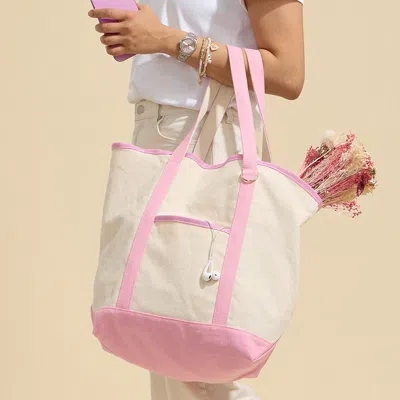 Fashnzfab Large Multi Classic Canvas Tote Bag In Pink