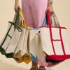 Fashnzfab Large Multi Classic Canvas Tote Bag In Red