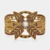 Fashnzfab Laser Cut Out Arrow Faux Leather Bracelet Neutral In Sand