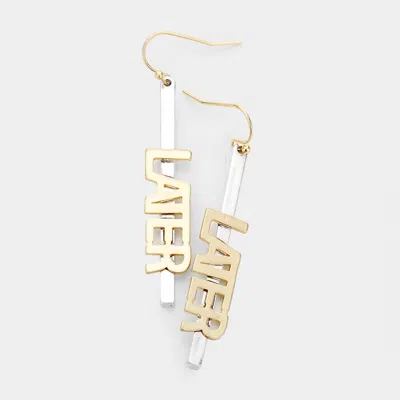 Fashnzfab Later Drop Bar Earrings In Gold