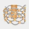 Fashnzfab Lattice Metal Mesh Ball Magnetic Bracelet Gold, Rhodium In Multi