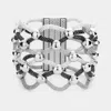 Fashnzfab Lattice Metal Mesh Ball Magnetic Bracelet Hematite, Multi, Rhodium In Multi