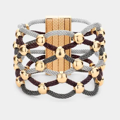 Fashnzfab Lattice Metal Mesh Ball Magnetic Bracelet Multi