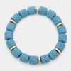 Fashnzfab Lava Rock Basalt Beaded Stretch Bracelet Blue In Blue