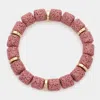 Fashnzfab Lava Rock Basalt Beaded Stretch Bracelet Dust Pink In Multi