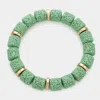 Fashnzfab Lava Rock Basalt Beaded Stretch Bracelet Green In Green