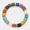 Fashnzfab Lava Rock Basalt Beaded Stretch Bracelet Multi In Multi