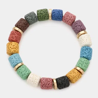 Fashnzfab Lava Rock Basalt Beaded Stretch Bracelet Multi