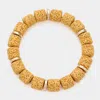 Fashnzfab Lava Rock Basalt Beaded Stretch Bracelet Mustard In Yellow