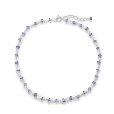 Fashnzfab Lavender Love! 9.5" + 1" Tanzanite Bead Anklet In Metallic