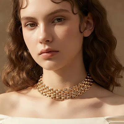 Fashnzfab Layered Chunk Chain Choker Necklace In Black