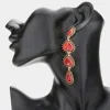 Fashnzfab Layered Crystal Teardrop Link Evening Earrings - Siam In Burgundy