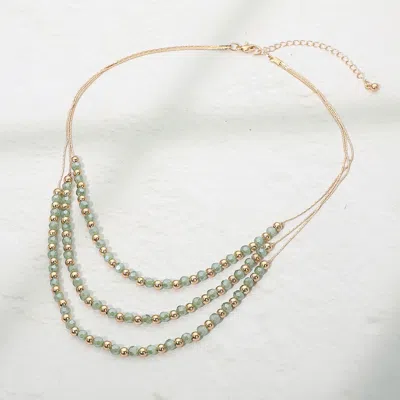 Fashnzfab Layered Faceted Beaded Necklace In Silver