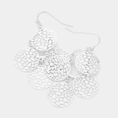 Fashnzfab Layered Filigree Metal Disc Dangle Earrings In Silver