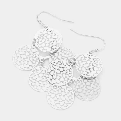 Fashnzfab Layered Filigree Metal Disc Dangle Earrings In Silver