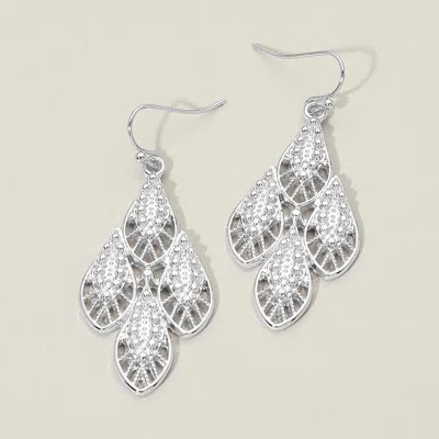 Fashnzfab Layered Filigree Teardrop Chandelier Earrings In Silver