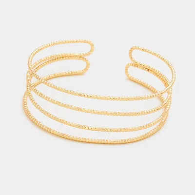 Fashnzfab Layered Metal Cuff Bracelet Gold