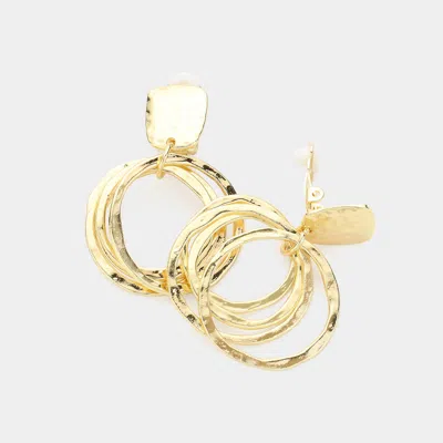 Fashnzfab Layered Metal Hoop Clip On Earrings In Gold