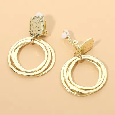 Fashnzfab Layered Metal Hoop Clip On Earrings In Gold