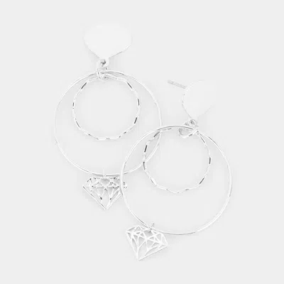 Fashnzfab Layered Metal Open Circle Earrings In Metallic