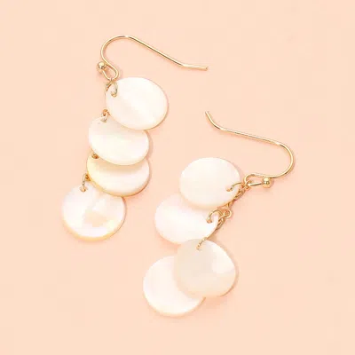 Fashnzfab Layered Mother Of Pearl Disc Drop Earrings In Multi