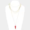 Fashnzfab Layered Natural Stone Pendant Necklace In White