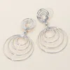 Fashnzfab Layered Open Metal Circle Dangle Earrings In Silver