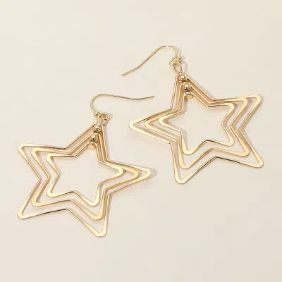 Fashnzfab Layered Open Metal Star Dangle Earrings In Gold