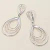 Fashnzfab Layered Open Metal Teardrop Dangle Earrings - Silver In Silver