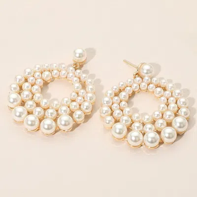 Fashnzfab Layered Pearl Hoop Dangle Earrings In Multi