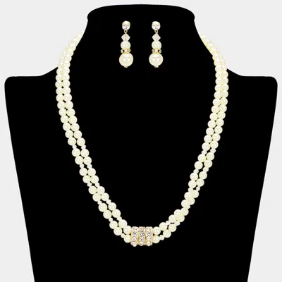 Fashnzfab Layered Pearl Stone Accented Necklace In Multi