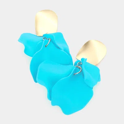 Fashnzfab Layered Petal Cluster Dangle Earrings In Blue