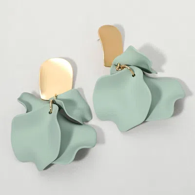 Fashnzfab Layered Petal Cluster Drop Earrings In Green
