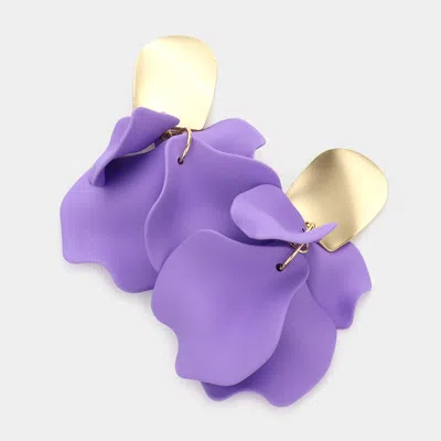 Fashnzfab Layered Petal Cluster Drop Earrings In Purple