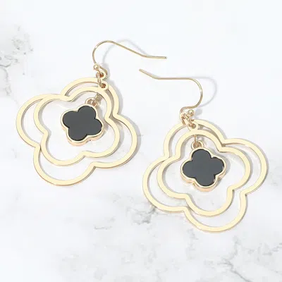 Fashnzfab Layered Quatrefoil Drop Dangle Earrings In Black