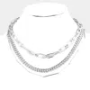 Fashnzfab Layered Rhinestone Metal Chain Link Necklace In Multi
