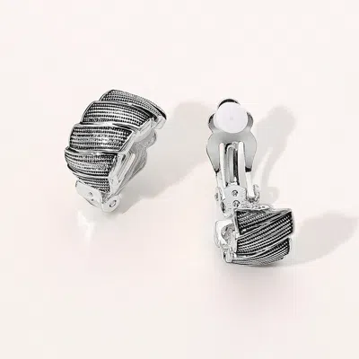 Fashnzfab Layered Ripped Metal Clip On Earrings In Metallic
