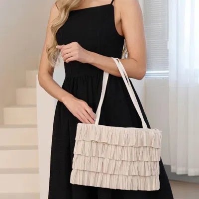 Fashnzfab Layered Ruffle Front Fabric Shoulder Tote Bag In Green