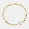 Fashnzfab Leaf Accented Metal Ball Stretch Bracelet Gold In Gold
