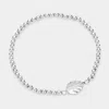Fashnzfab Leaf Accented Metal Ball Stretch Bracelet Rhodium In Multi