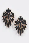 Fashnzfab Leaf Dangle Gem Earring In Black
