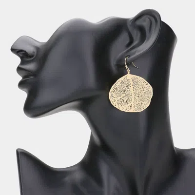 Fashnzfab Leaf Drop Earrings In Gold