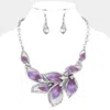 Fashnzfab Leaf Link Statement Necklace In Purple