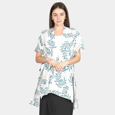 Fashnzfab Leaf Patterned Cover Up Kimono Poncho In Multi